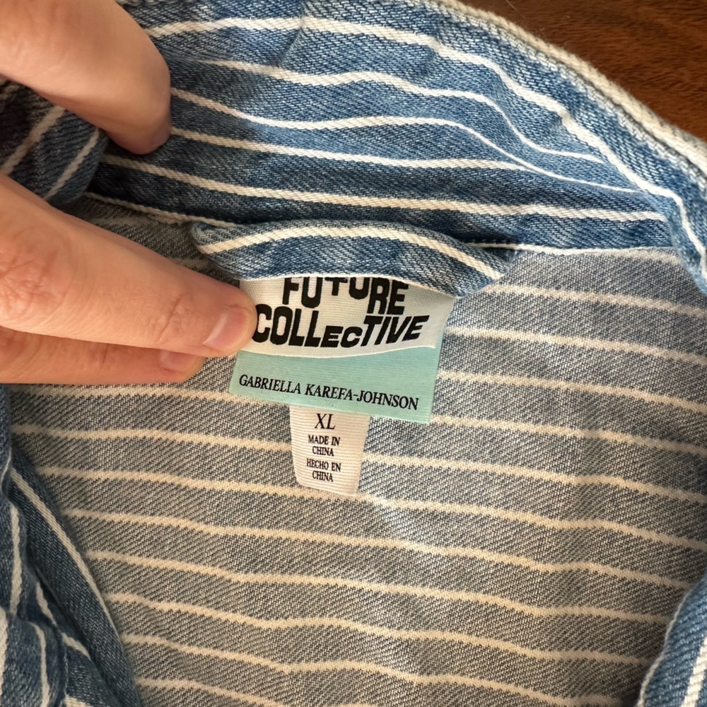 Future Collective Striped Denim Zip Front Jacket size XL - Picture 7 of 7